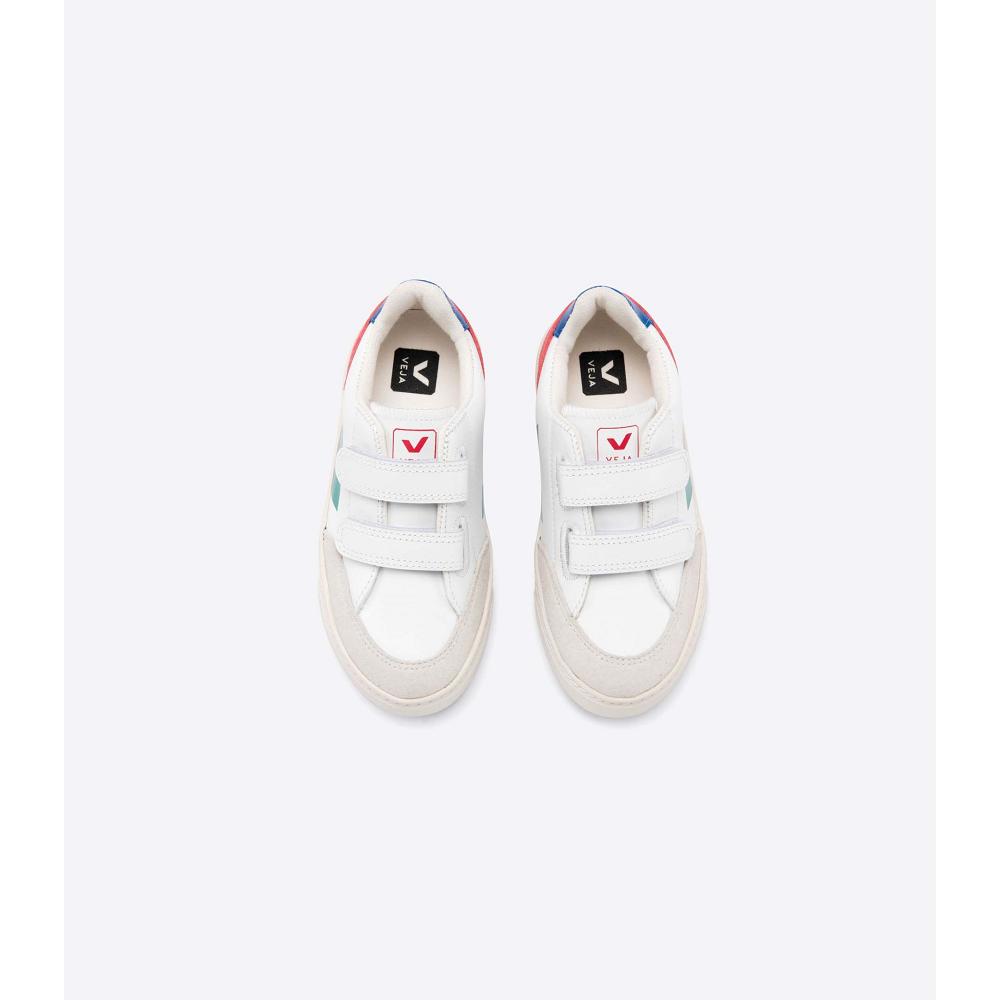 Veja V-12 LEATHER Sneakers Kinderen White/Red | BE 883FDN